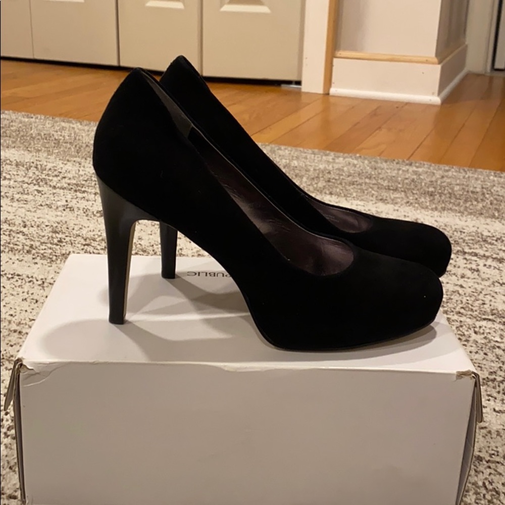 Platform 5 inch suede heels